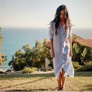 Frank & Eileen  Rory Light Blue striped Maxi Dress